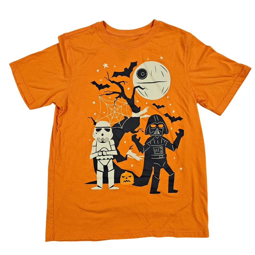 Star Wars Boys XXL (18)Orange Halloween Darth Vader Stormtrooper Graphic Tee